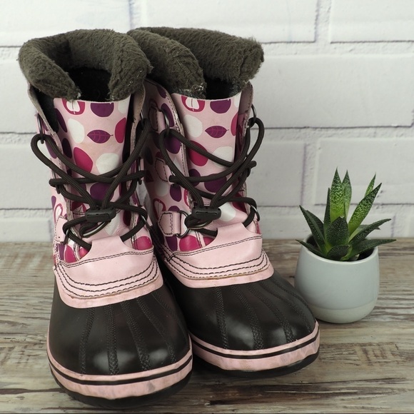 Sorel Yoot Pak Y6 W8 pink rubber leather waterproof boots - Picture 3 of 8